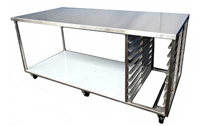 Stainless Steel Bench On Castors - Style C