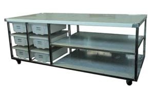 Stainless Steel Bench On Castors - Style BE