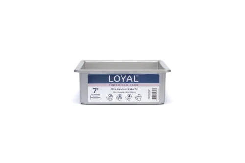 7 inch square baking tin in heavy-duty anodised aluminium with 3 inch deep sides
