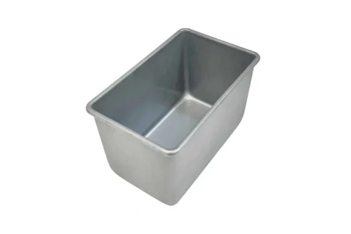 Australian-made 340g bread pan, single commercial loaf tin in aluminised steel with clear silicone coating and smooth unfluted sides.