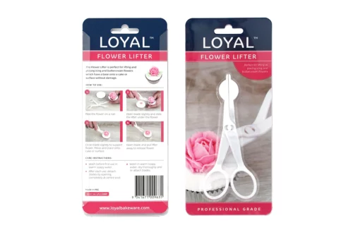 LOYAL Cake Flower Lifter 13cm made from food-grade plastic for lifting and positioning delicate buttercream and icing flowers.
