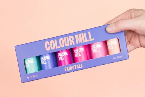 Colour Mill Fairytale 6 Pack with six vibrant pink, purple, peach and turquoise food colouring shades for cake decorating