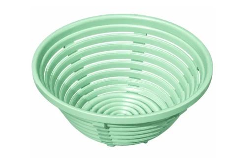 Round plastic proofing basket for bread and sourdough dough fermentation