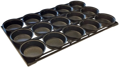 Australian-made Gastronorm pie pallet featuring 15 round pie tins with a premium non-stick finish